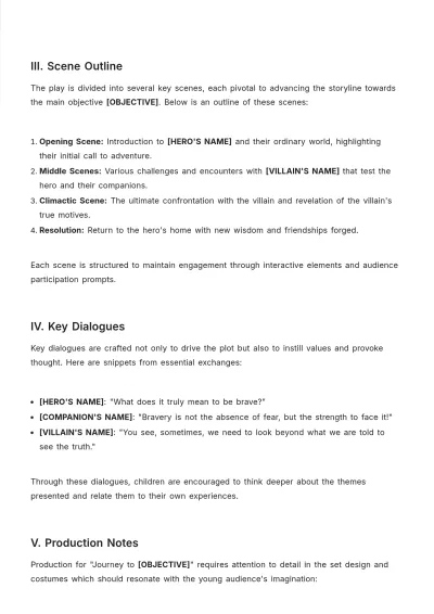 Free Play Script For Kids Template to Edit Online