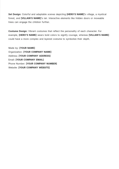 Free Play Script For Kids Template to Edit Online