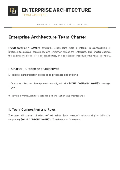 Free Enterprise Architecture Team Charter Template to Edit Online