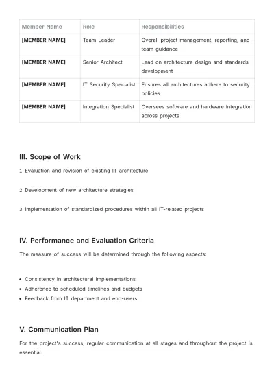 Free Enterprise Architecture Team Charter Template to Edit Online