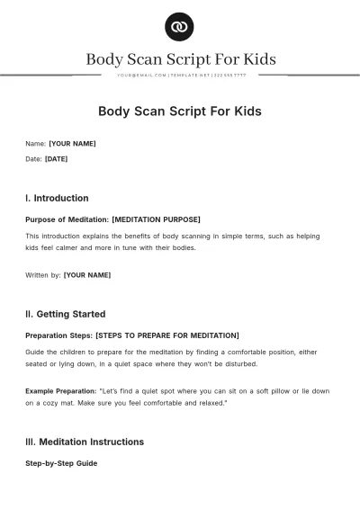 Free Body Scan Script For Kids Template to Edit Online