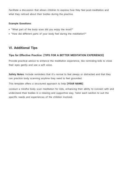 Free Body Scan Script For Kids Template to Edit Online