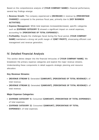 Free Executive Summary Financial Report Template to Edit Online
