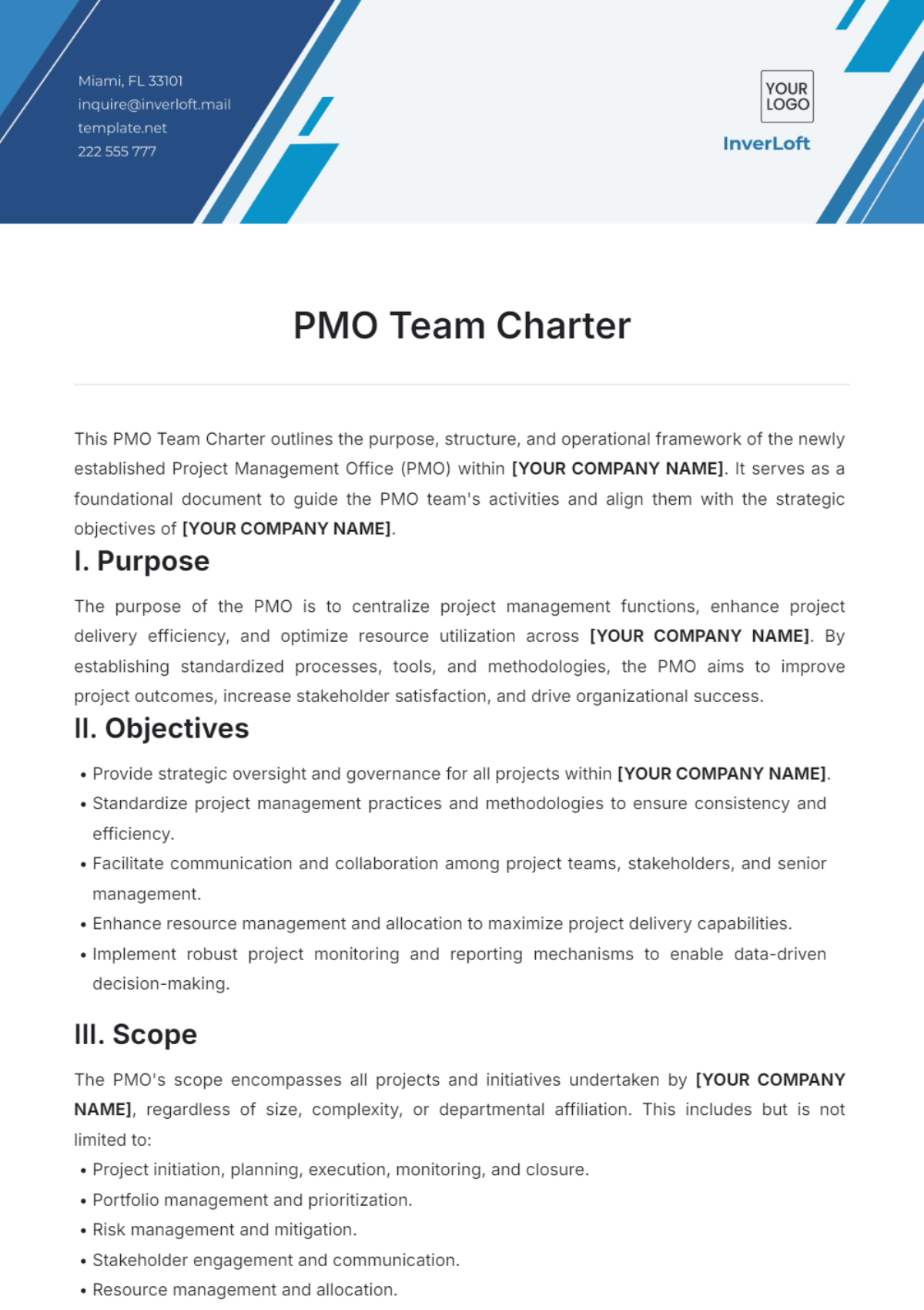 PMO Team Charter Template