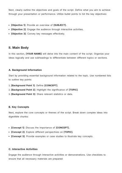 Free Script For High School Students Template to Edit Online