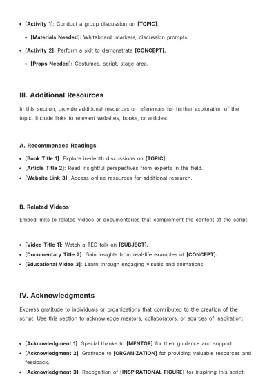 Free Script For High School Students Template to Edit Online
