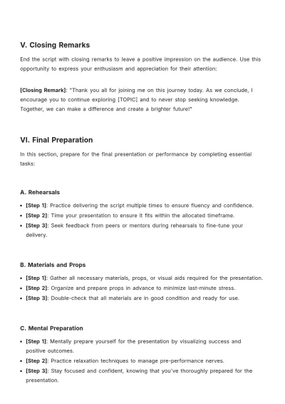 Free Script For High School Students Template to Edit Online