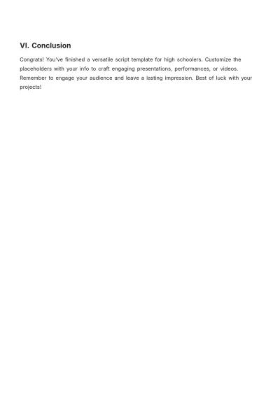Free Script For High School Students Template to Edit Online