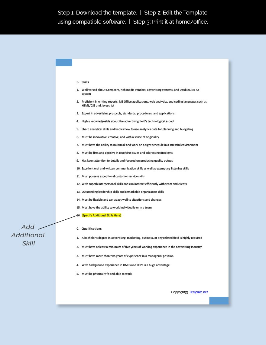 Advertising Operations Manager Job Description Template