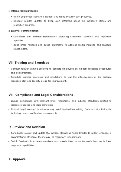 Free Incident Response Team Charter Template to Edit Online