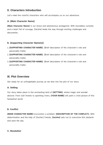 Free Script  For Kids Template to Edit Online