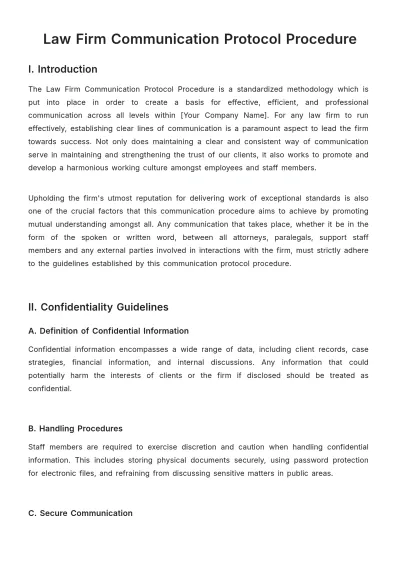 Free Law Firm Communication Protocol Procedure Template to Edit Online
