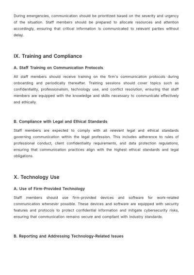 Free Law Firm Communication Protocol Procedure Template to Edit Online