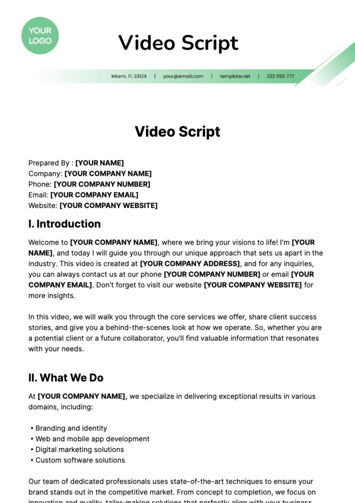 Video Script Template