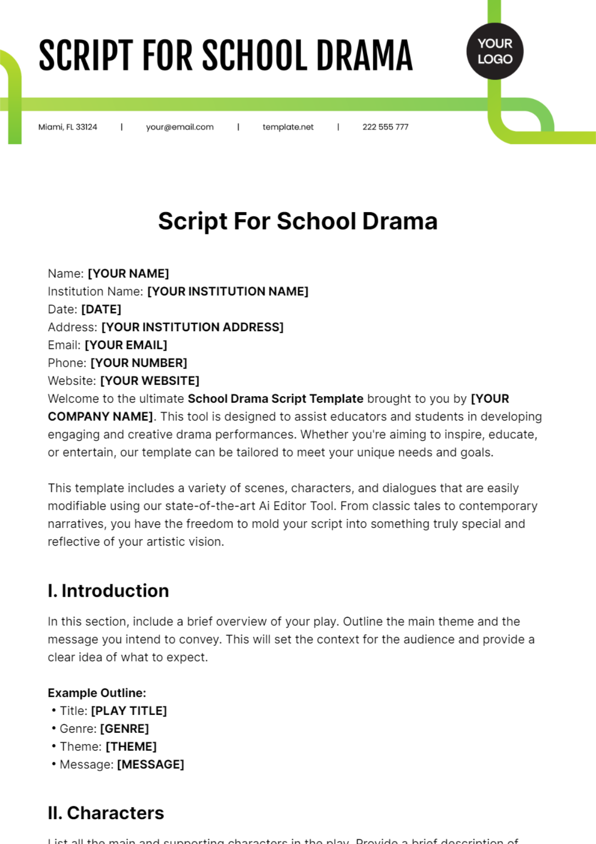 Script For School Drama Template