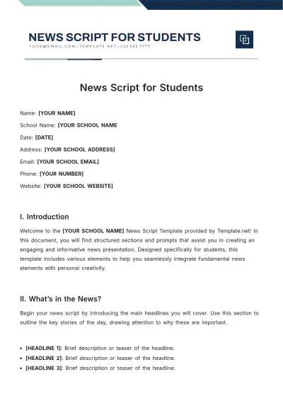 Free News Script For Students Template to Edit Online