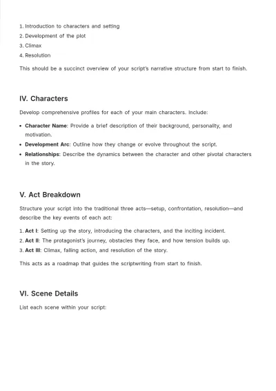 Free Screenplay Script Outline Template to Edit Online