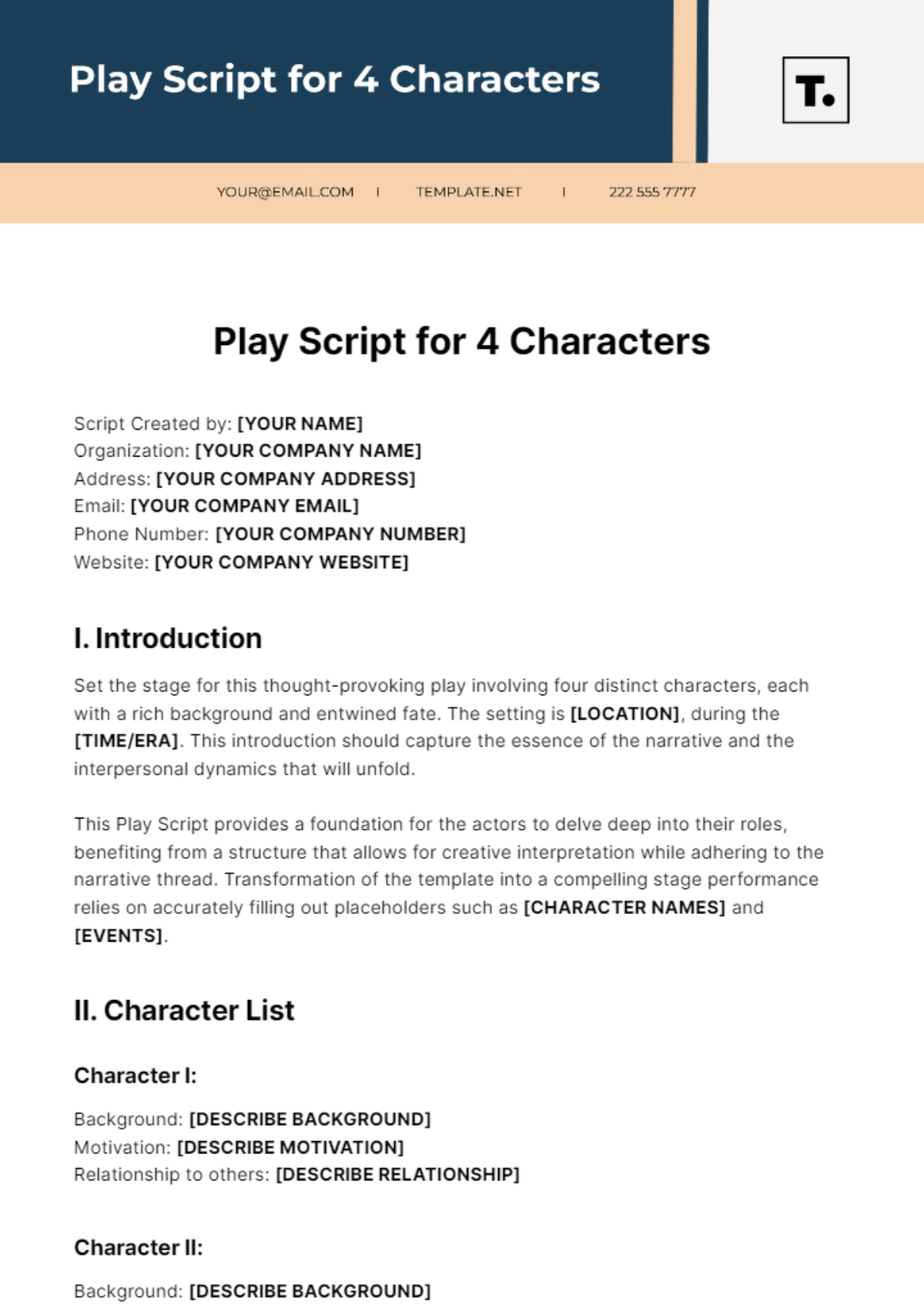 Play Script For 4 Characters Template