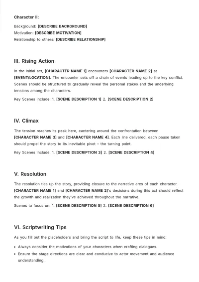 Free Play Script For 4 Characters Template to Edit Online