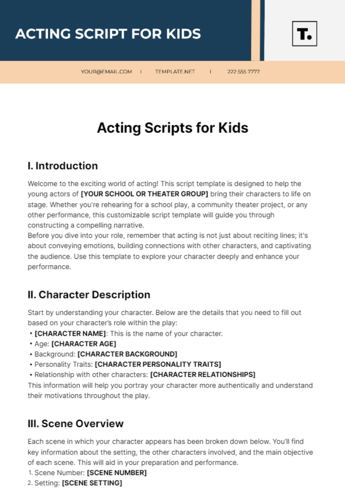 Acting Scripts For Kids Template