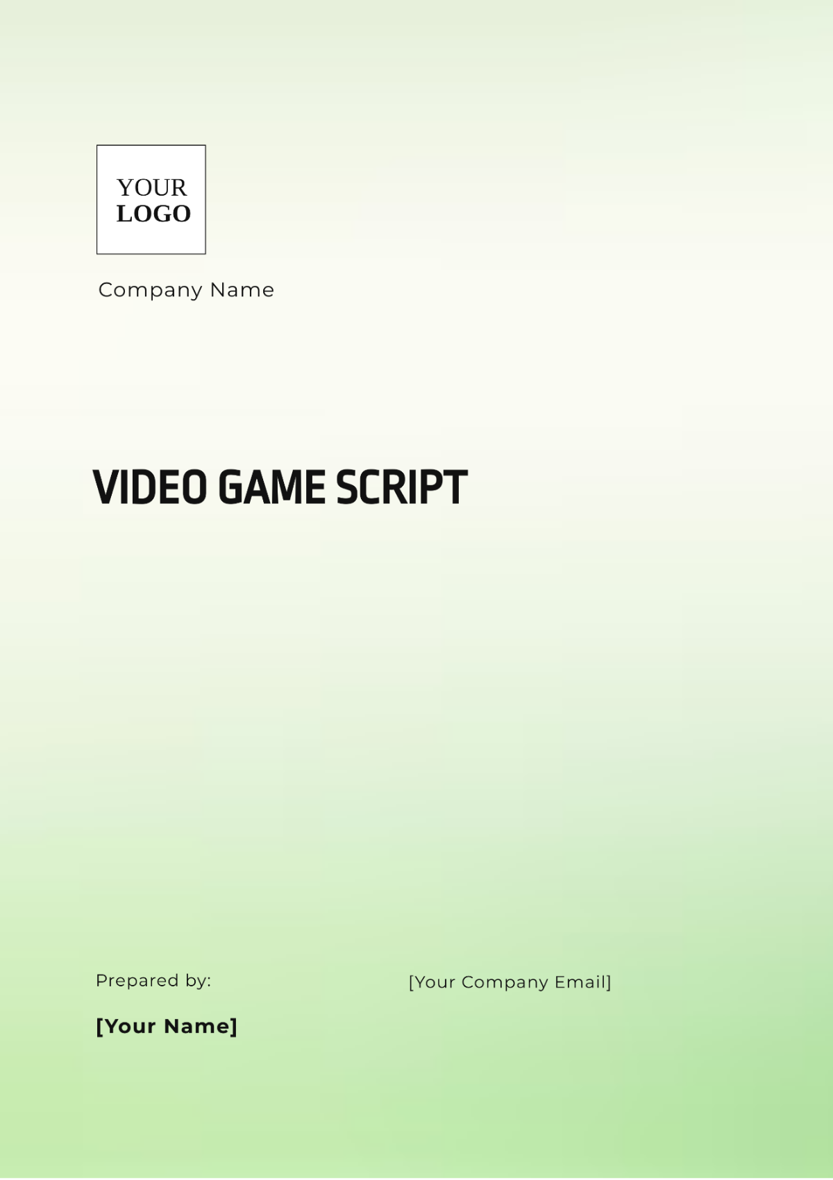 Free Video Game Script Template to Edit Online