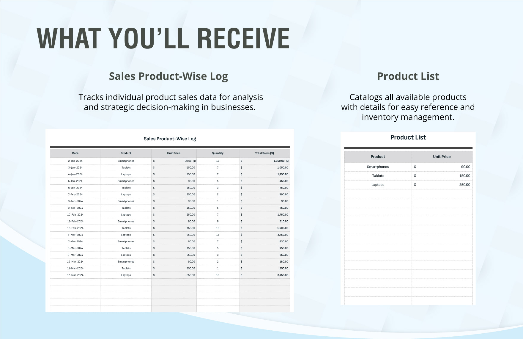 Sales Product-wise Tracker Template