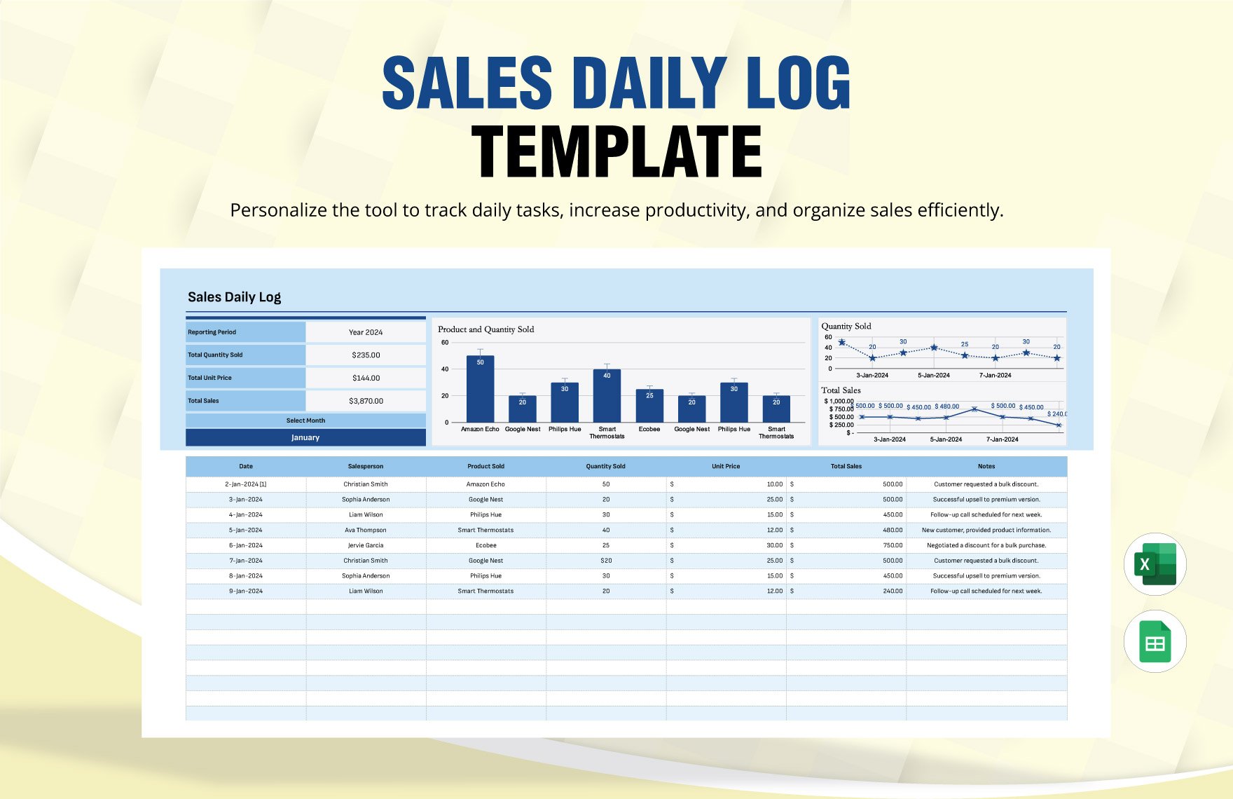 Sales Daily Log Template