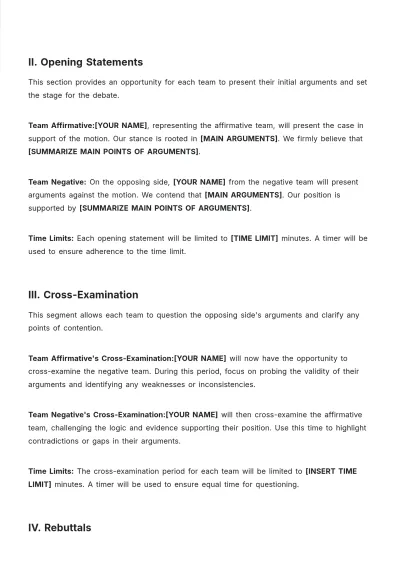 Free Debate Script For Students Template to Edit Online