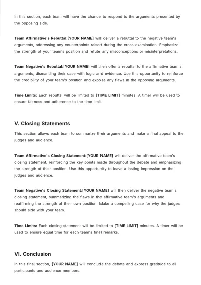 Free Debate Script For Students Template to Edit Online