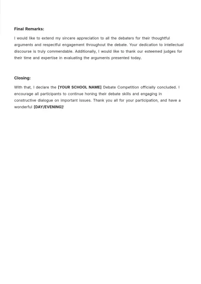 Free Debate Script For Students Template to Edit Online