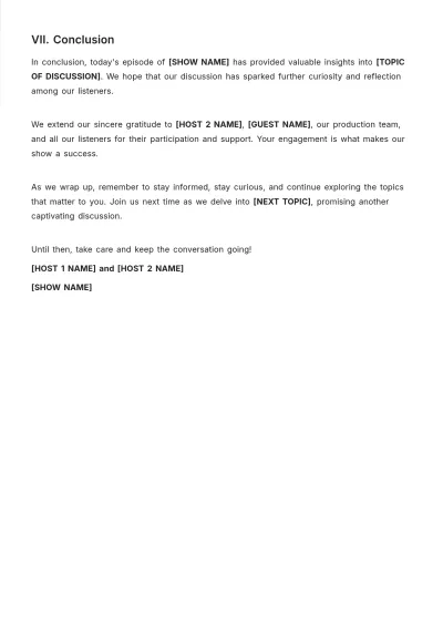 Free Talk Show Script For Students Template to Edit Online