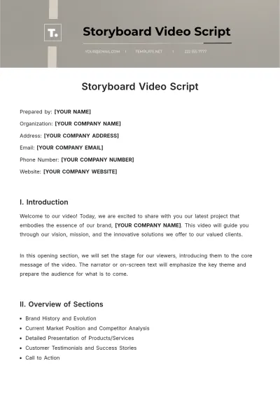 Free Storyboard Video Script Template to Edit Online