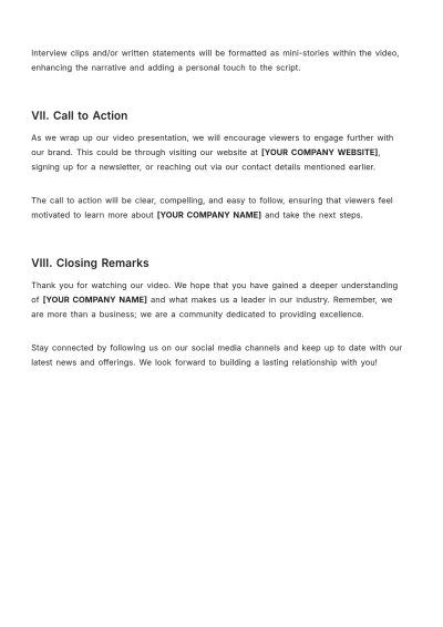 Free Storyboard Video Script Template to Edit Online