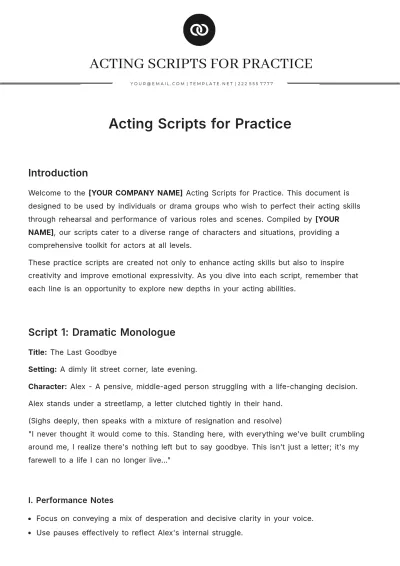 Free Acting Scripts For Practice Template to Edit Online