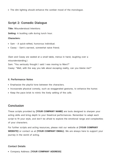 Free Acting Scripts For Practice Template to Edit Online