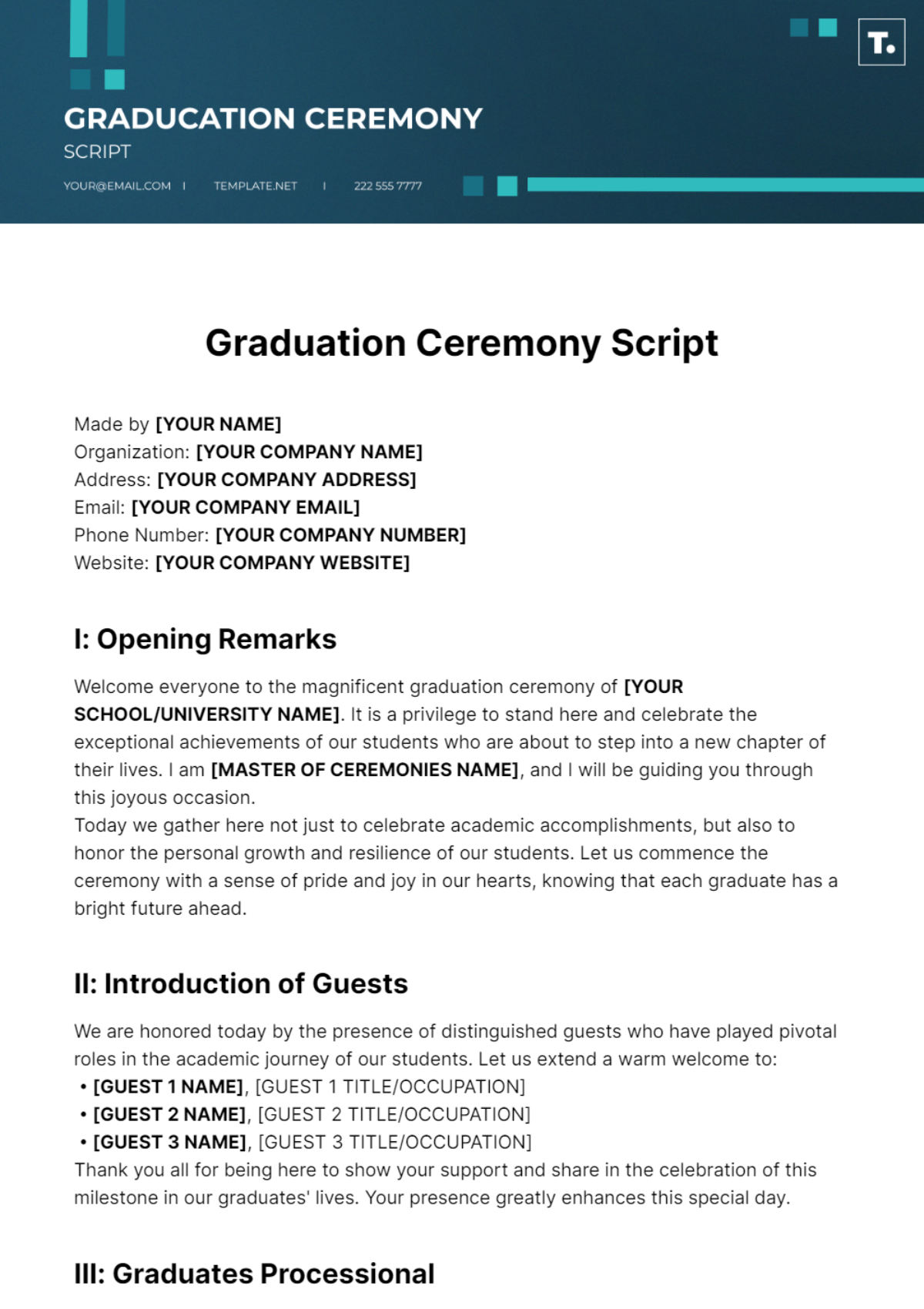 Graduation Script Template - Edit Online & Download