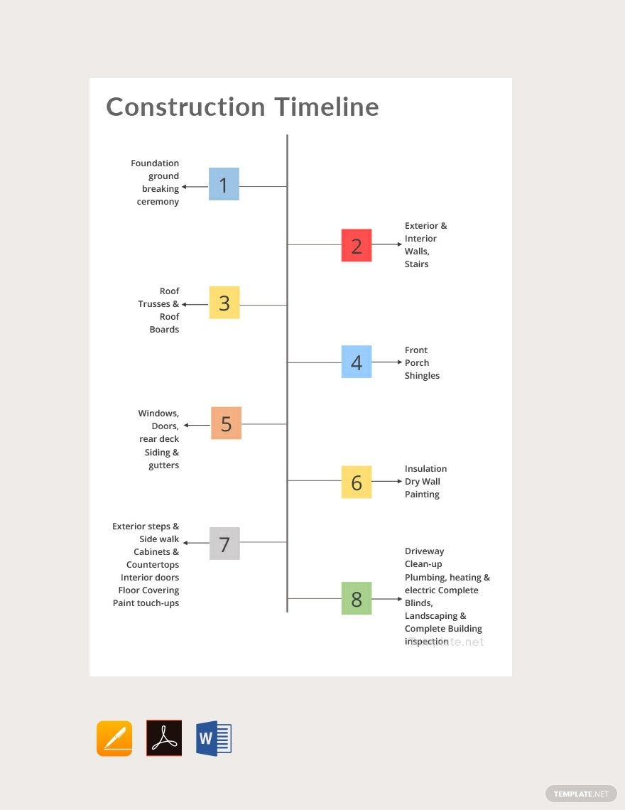 Construction Timeline Template in Word, Google Docs, PDF, Apple Pages