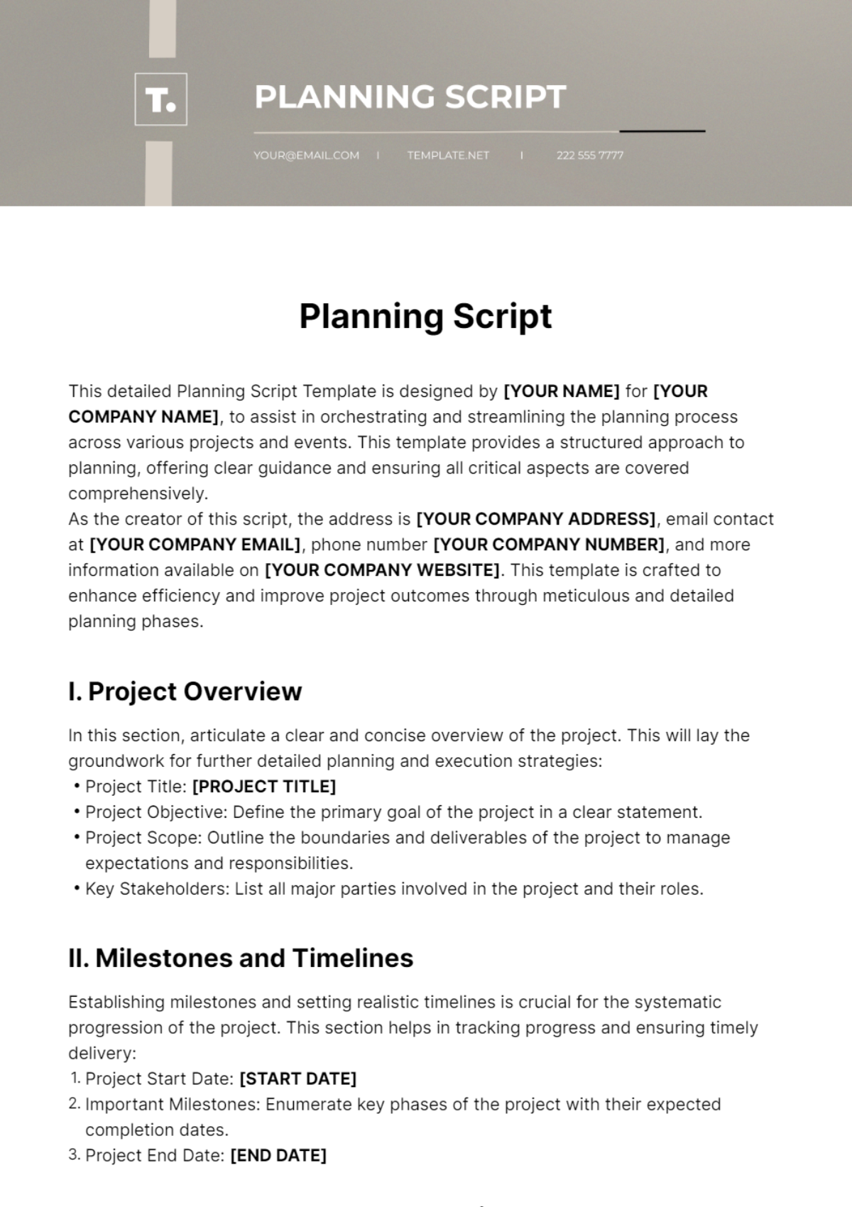 Planning Script Template