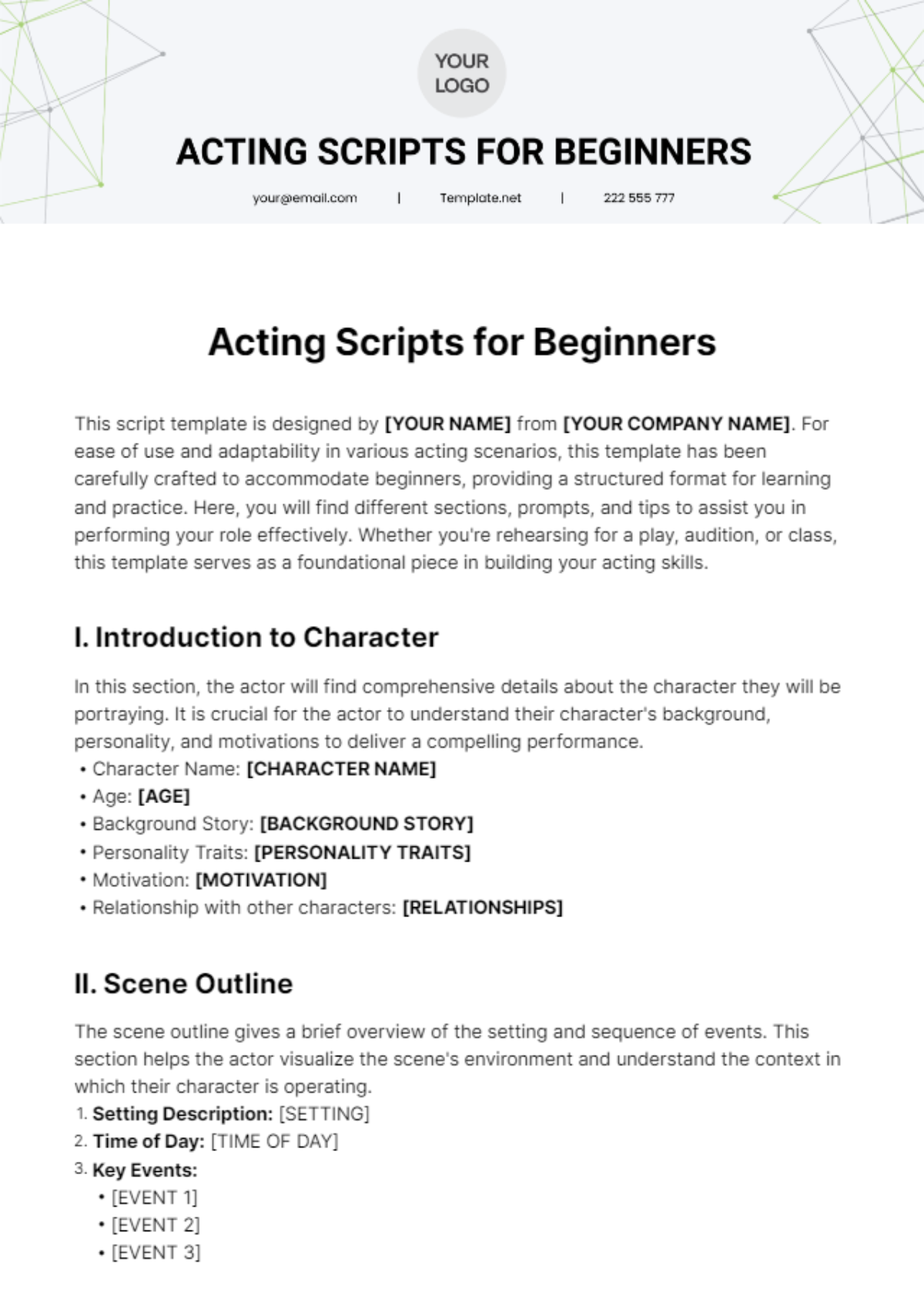 Free Acting Scripts For Beginners Template - Edit Online & Download ...