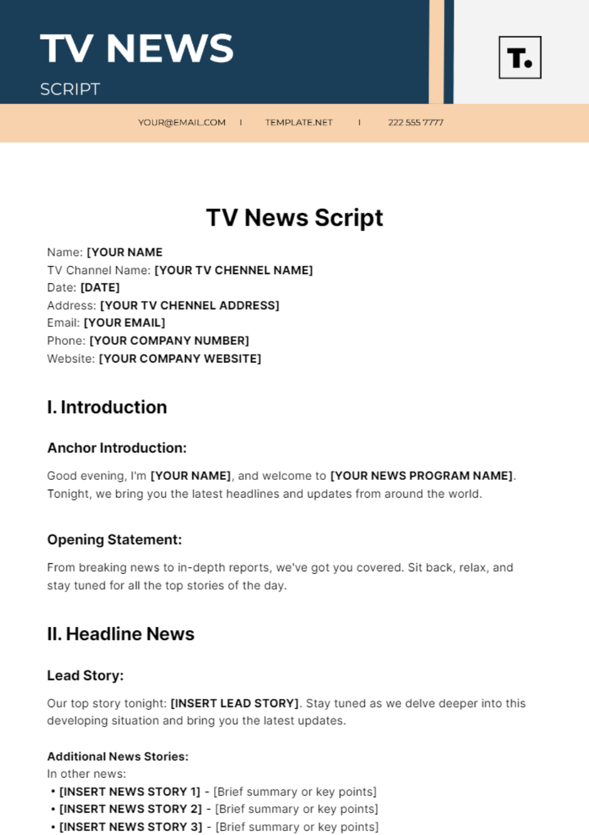 TV News Script Template