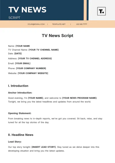 Free TV News Script Template to Edit Online