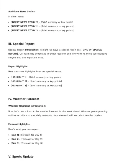 Free TV News Script Template to Edit Online
