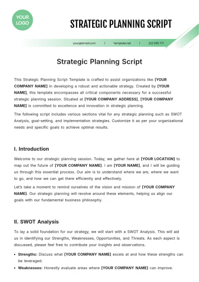 Free Strategic Planning Script Template to Edit Online