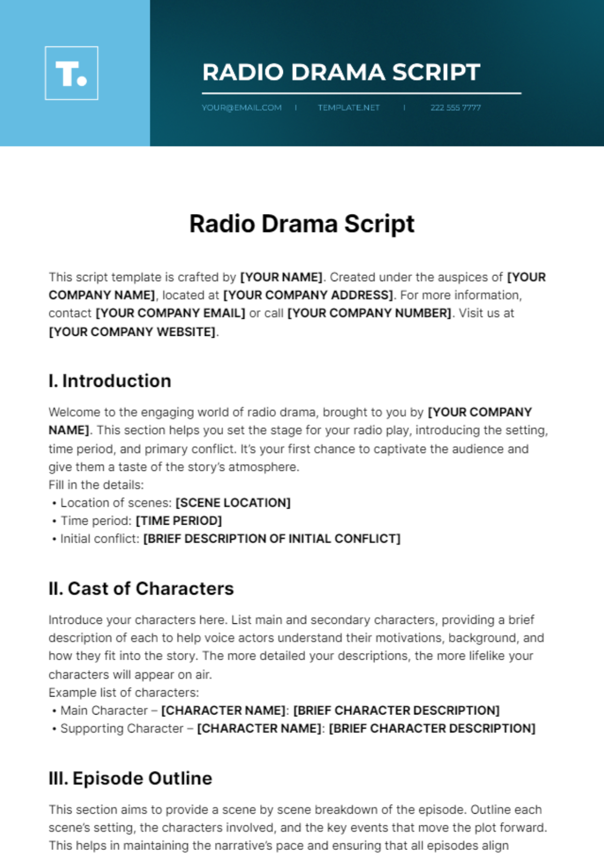 Radio Drama Script Template
