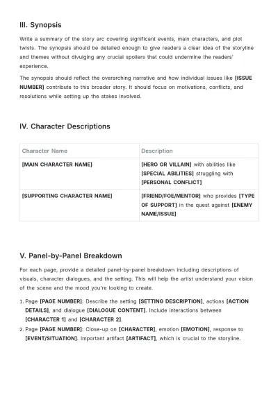 Free Comic Book Script Template to Edit Online