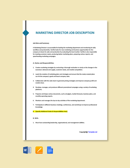 Hospital Marketing Director Job Description