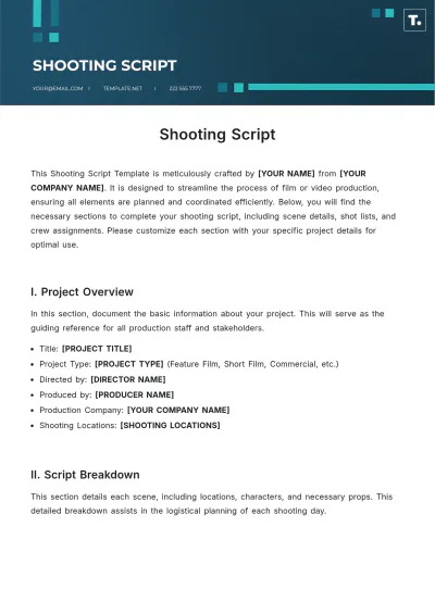 Free Shooting Script Template to Edit Online