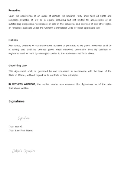 Free Law Firm Security Agreement Template to Edit Online