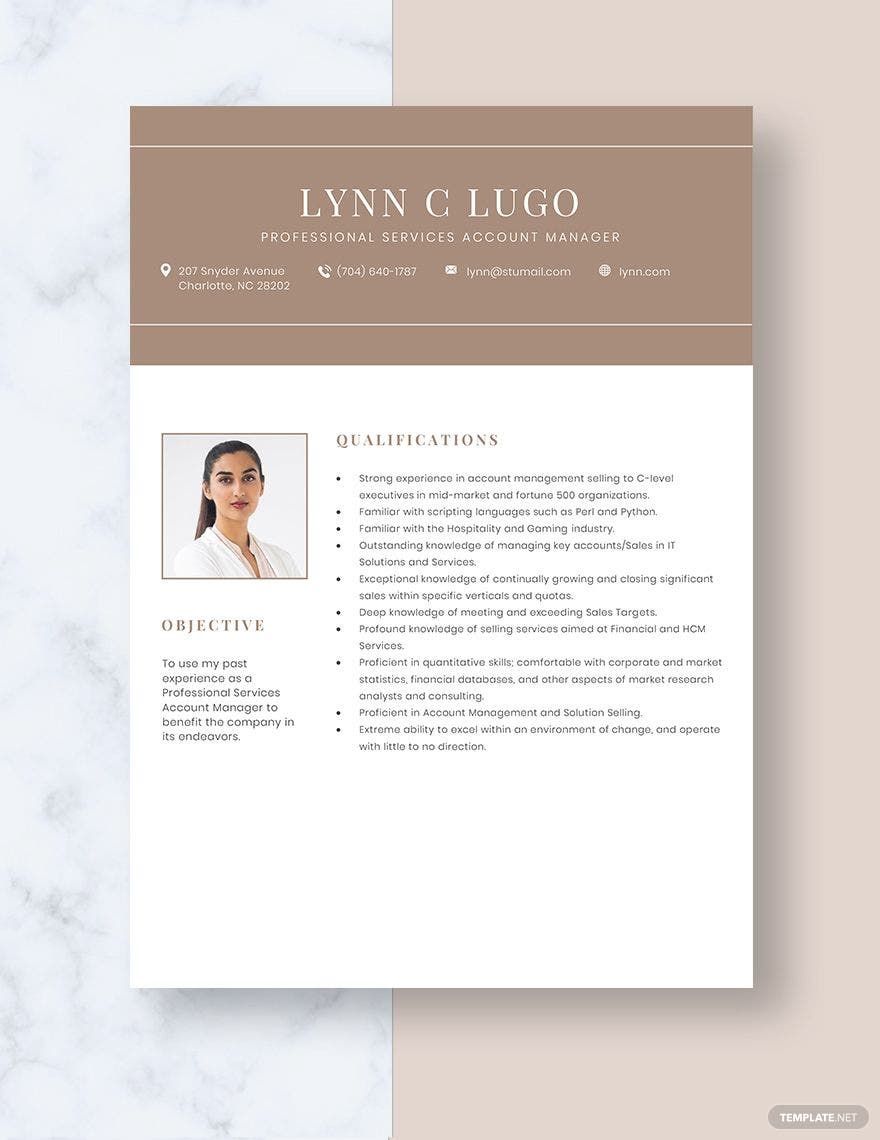 Professional Services Account Manager Resume Template