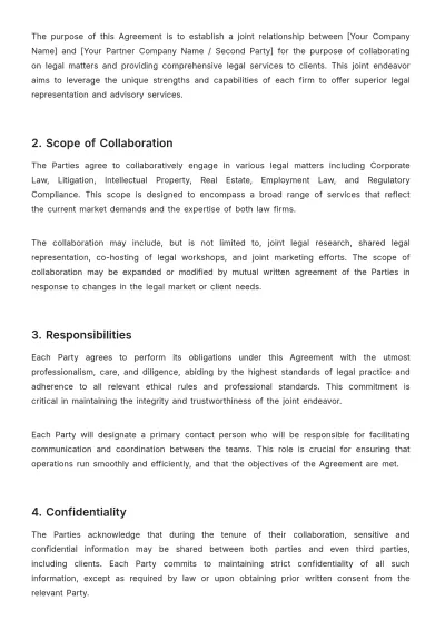 Free Law Firm Joint Agreement Template to Edit Online